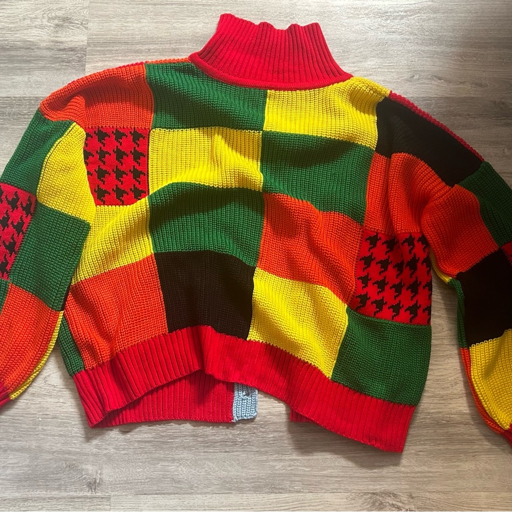 Jw Anderson Inspired Patchwork Knit Cardigan Swea… - image 2